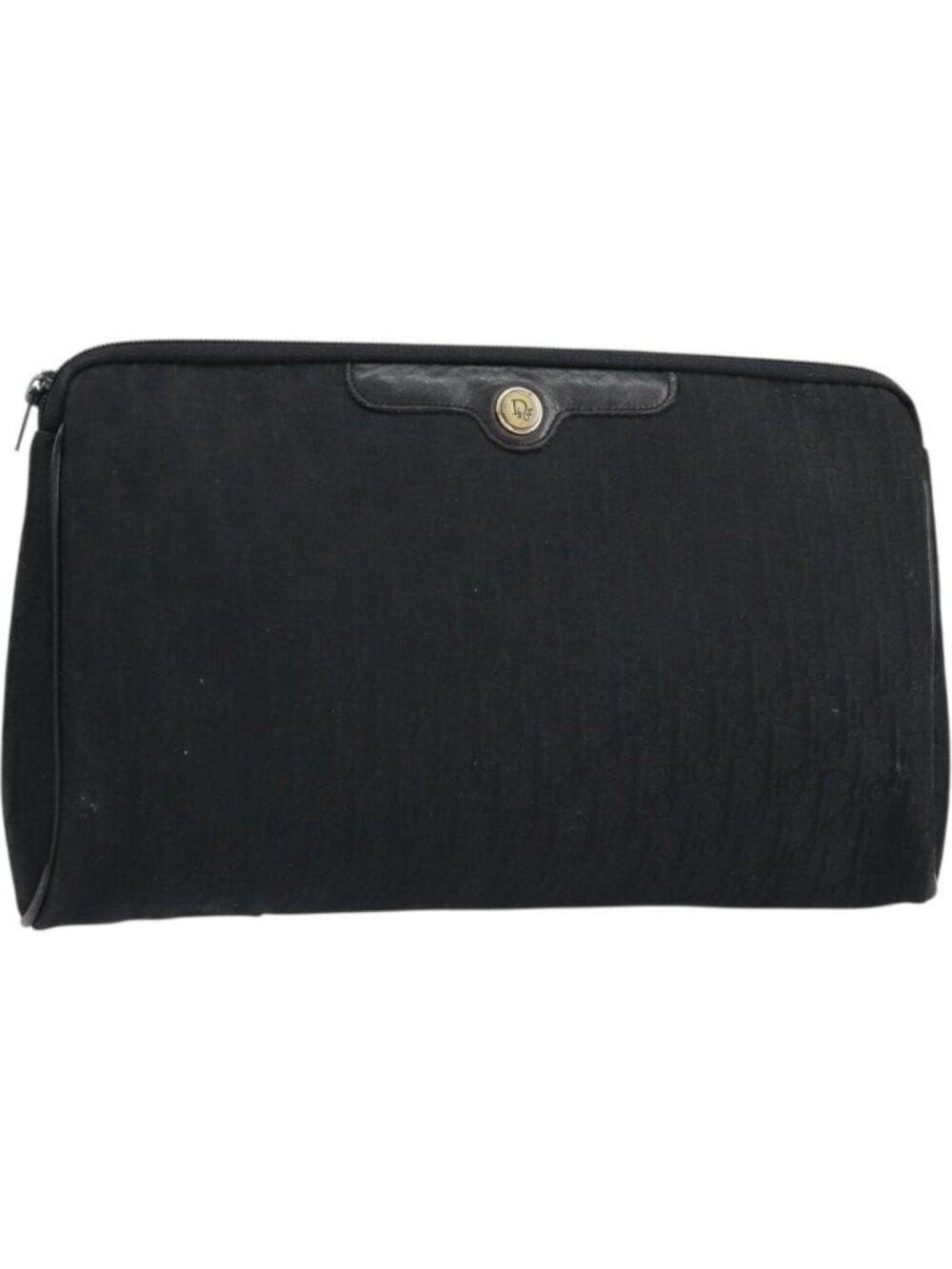 Christian Dior Trotter Canvas Clutch Bag Black Gold